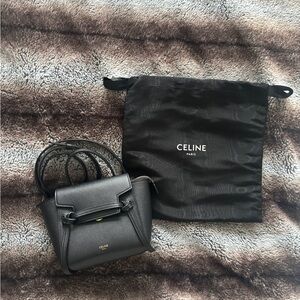 Celine Pico Belt Bag - Black - Grained Calfskin - Authentic